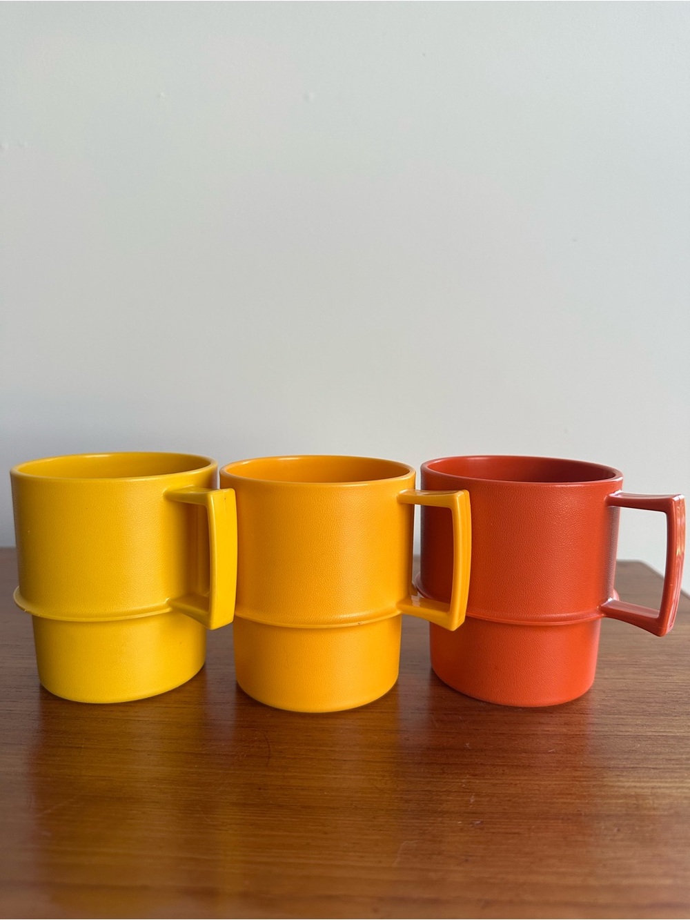 Vintage Tupperware Stacking Cups - Set of 3 - Made in Canada - Orange, Yellow